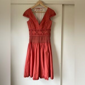 Tracy Reese Plenty Anthropologie Coral Beaded & Embroidered Dress - size 4